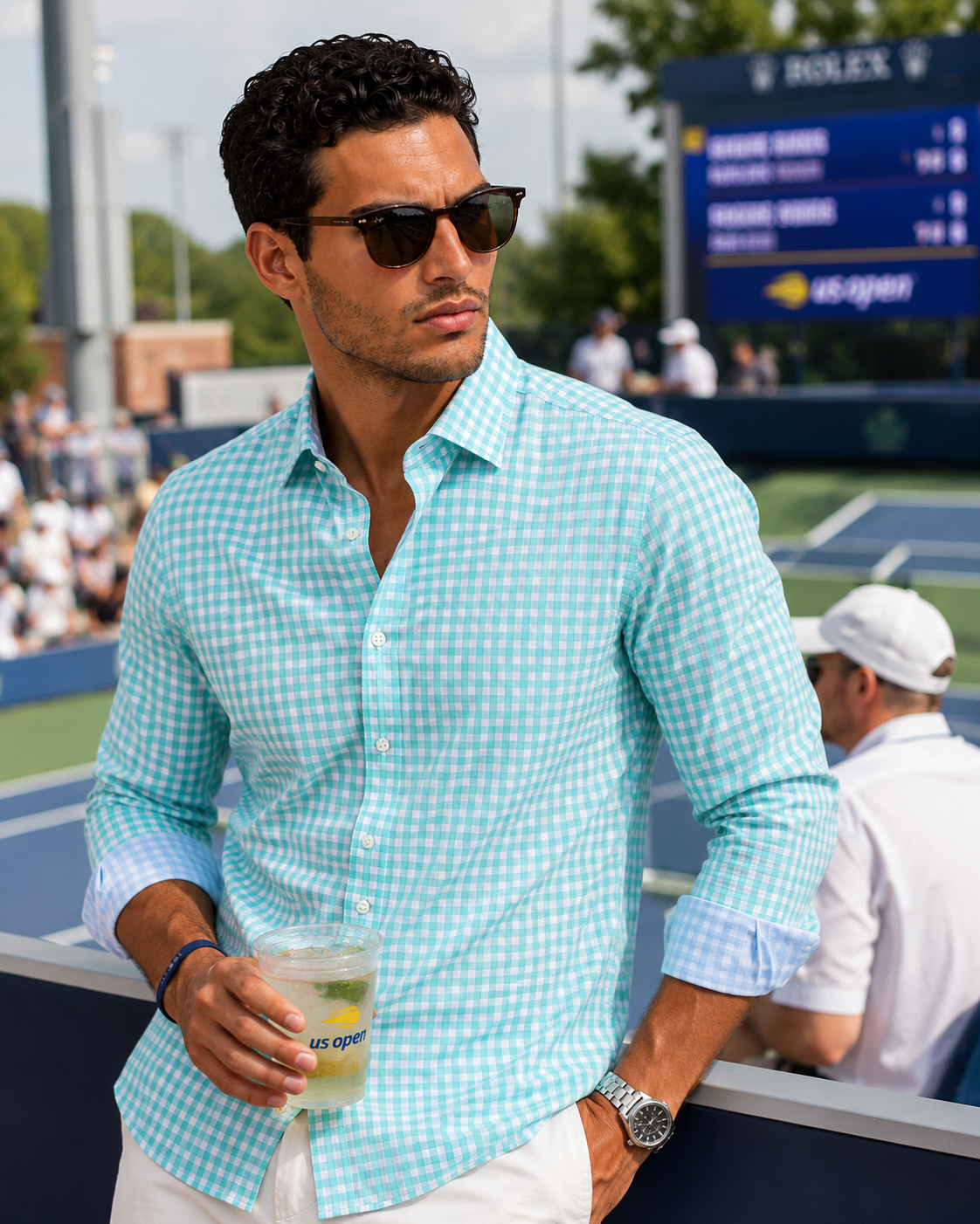 Mauro Long Sleeve Check Tech Shirt - Emerald
