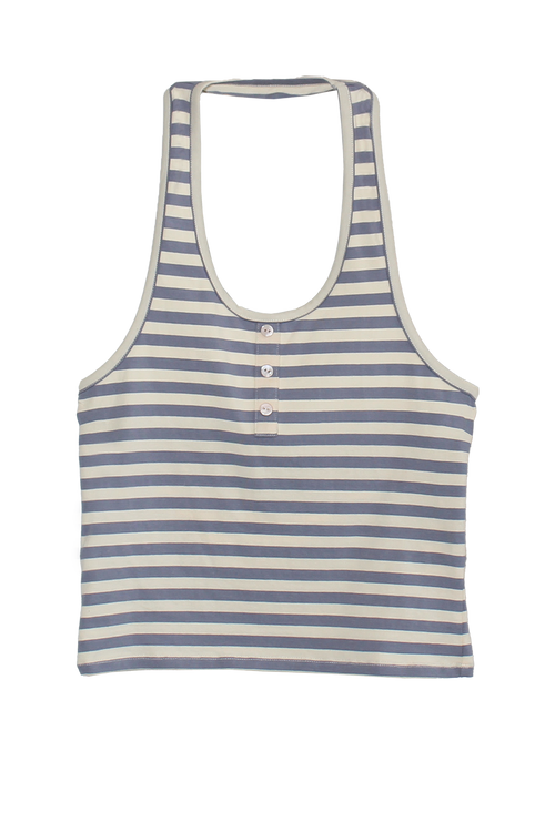 BRUNA HALTER TOP IN SEASIDE STRIPE