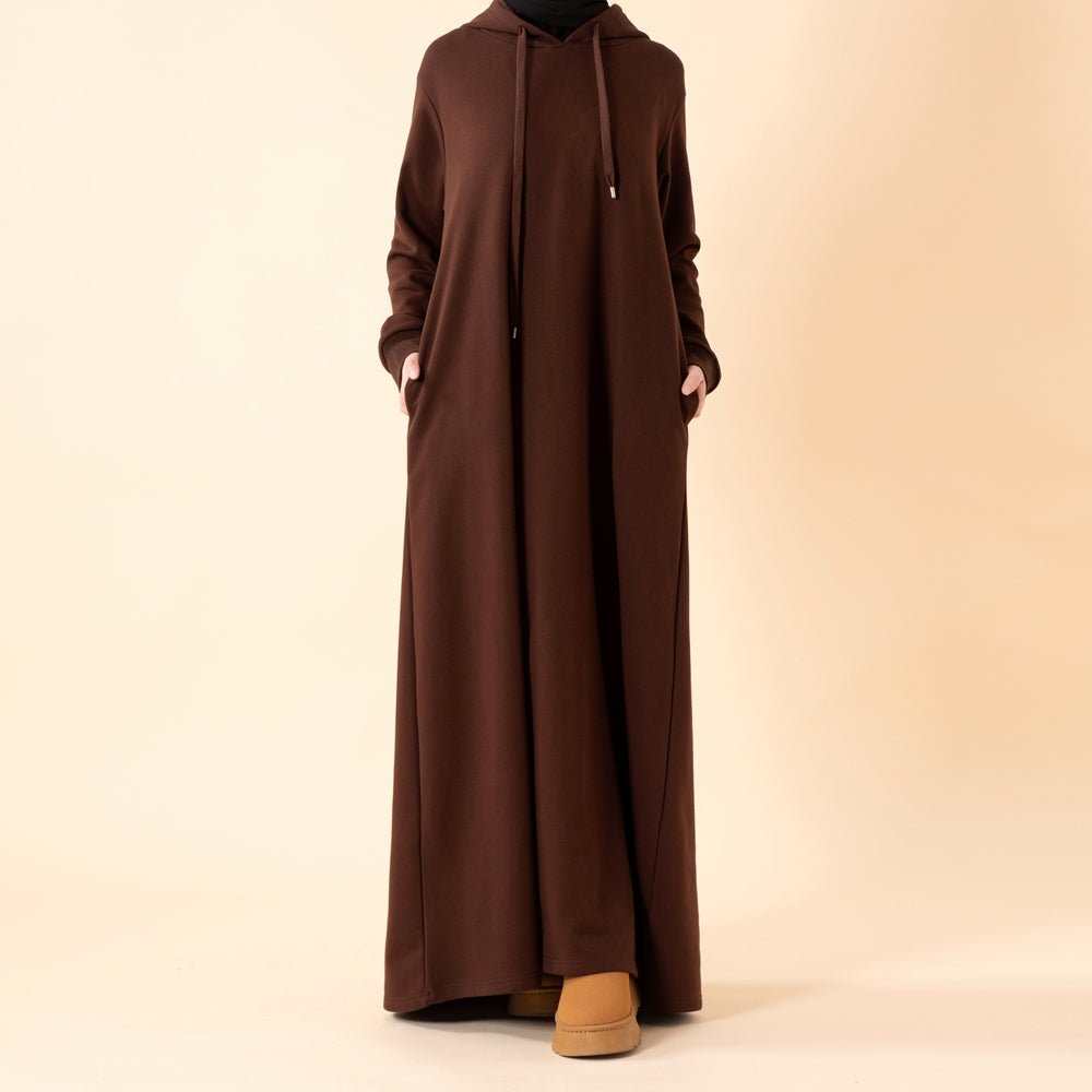 French Terry Hoodie Abaya With Pockets  (MA340)